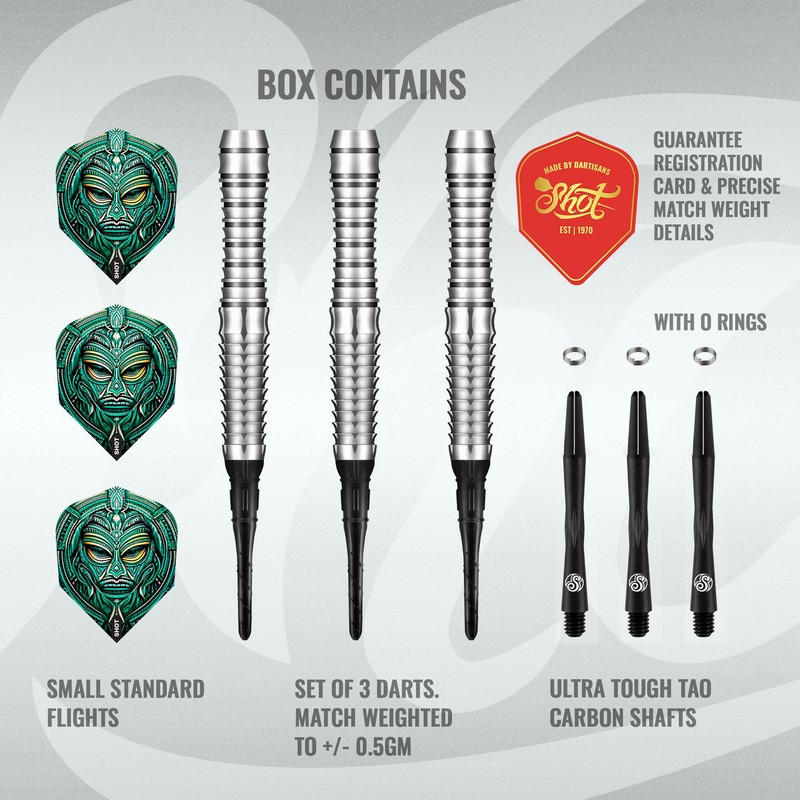 Shot! Tribal Weapon Toki Soft Tip Darts Set 90% Tungsten
