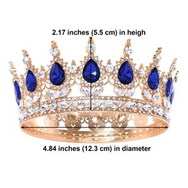 Feltent Blue Queen Crown for Women Crystal Tiara for Girl Rhinestone Wedding Headband for Bride Hair Accessories for Costume Birthday Party Prom Gifts