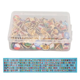 Chinchetas Nacionales de Bandera, 200 Piezas de Acero Inoxidable con Caja de Plástico para Mapas y Notas