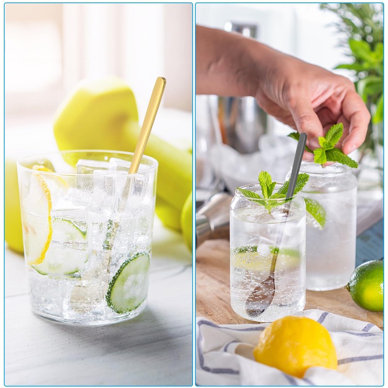 PATIKIL ロングハンドルアイスティースプーン 4個7インチ304ステンレススチールロングコーヒースプーンカク テルスターリングスプーン カク テルスターリングアイスティーコーヒーバーアクセサリー シルバートーン