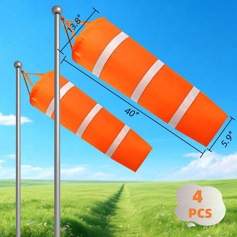 ZOOFOX 4 Pack 40 Inch Windsock, Heavy Duty Printed Wind