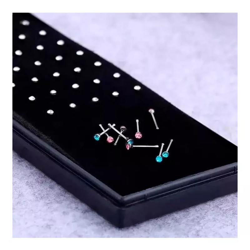 Steel 40 Piercing Nariz Nostril Piedra Colores Acero Quirurgico