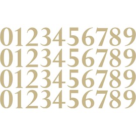0-9 Numbers Gold Vinyl Sticker Decals Set of 40 Choose Size. 1/2" to 12" (V1546GoldPerpetua) (2")