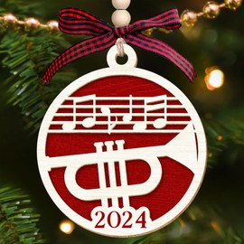 Trumpet Ornament - Trumpet Gifts, Trumpet Player Gifts for Men, Women - Music Christmas Ornaments, Music Ornaments, Musical Instrument Christmas Ornaments - Wood Trumpet Christmas Ornament 2024