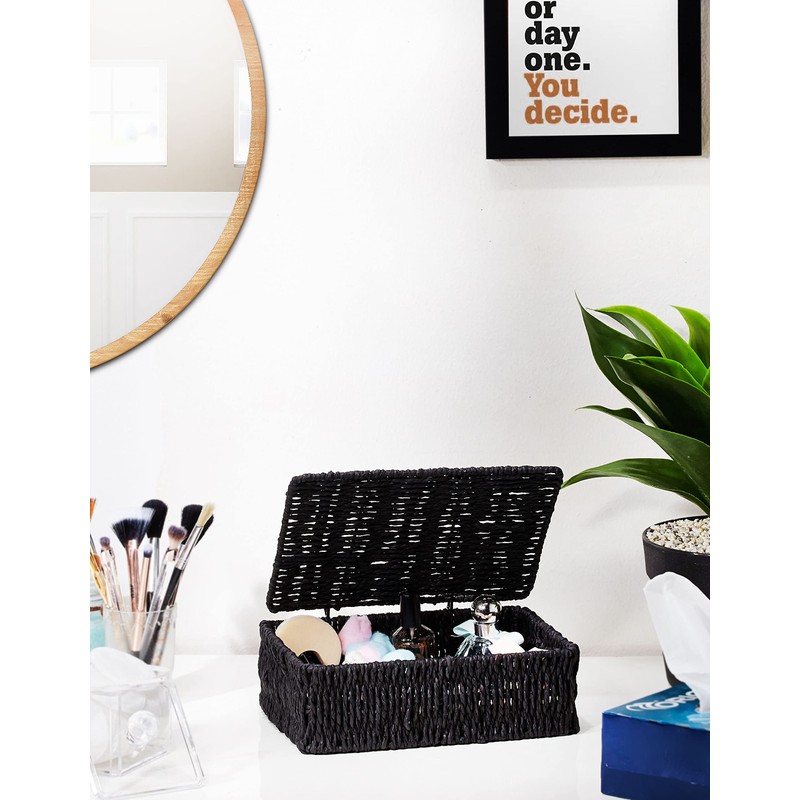 Woodluv Storage Boxes with lid, Storage Baskets Woven storage baskets