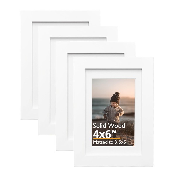 KINLINK 4x6 Picture Frames White - Wood Frames with Acrylic