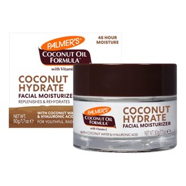 Palmer's Coconut Oil Formula Crema Hidratante Facial con Agua de Coco y Ácido Hialurónico, Humectación 48 Horas, Dermatológicamente Probada, 50g