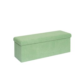 B FSOBEIIALEO Small Storage Ottoman Cube Sherpa Ottomans Foot Rest, Foldable Boucle Ottoman Bench, Faux Teddy Fur, Green 43.3"x15"x15"