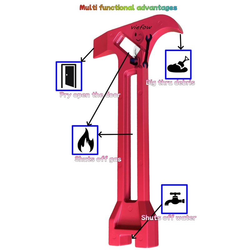 Viefow 4-in-1 Emergency Wrench, One-Piece for Gas Water Shutoff &