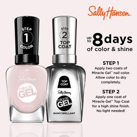 Sally Hansen Miracle Gel Salon Quality Nail Polish | Gel-Like Formula, Two-Step System, No UV Light Needed, Long Lasting | Sheer, Shimmery | 233 First Glass | Ivory Pink Nail Polish