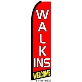 NEOPlex - "Walk Ins Welcome Extra Wide" Swooper Feather Business Flag