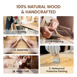 6x8 Picture Frame Natural Oak Wood From California-USA with Real Tempered Glass, Handcrafted 8 x 6 Photo Frame Matted to 5x7 Wedding Photo,Family Picture,Graduation Picture Display on Table & Wall