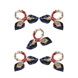 sourcing map K121 Women Square Shaped Chain Novelty Prints Neck Wrap Scarf Navy Gold