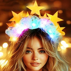 Latious Light Up Star Headbands Glow Rave Costume Headwear LED Festival Hair Accessories