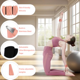 Wrist Ankle Weights for Women, Adjustable Weighted Wristbands Set of 2 (1 lb Each) Wearable Silicone Leg Arm Weights for Walking, Pilates, Yoga, Swimming, Barre, Strength Training (Flesh Pink)