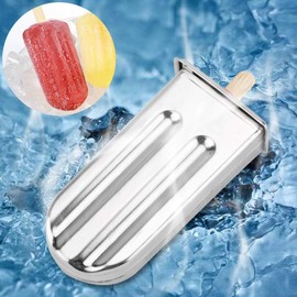 Ice Cream Molds, Stainless Steel Popsicle Moulds 6 Grids Popsicle Maker for Kids DIY Making Ice Cream at Home in Summer with 50 Log Sticks (#2)