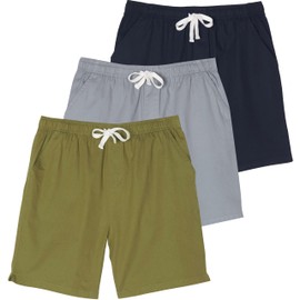 3 Pack: Young Mens Casual Drawstring Golf Khaki Shorts 7 Inch Dress Black Cotton Summer Chino Hombres Cortos Hybrid Lightweight Pull On Navy Brown Performance Pockets Basics Walking Grey Flat Front