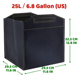 Growerz GrowPotz 25 Litre Square Grow Bags (Pack of 5)