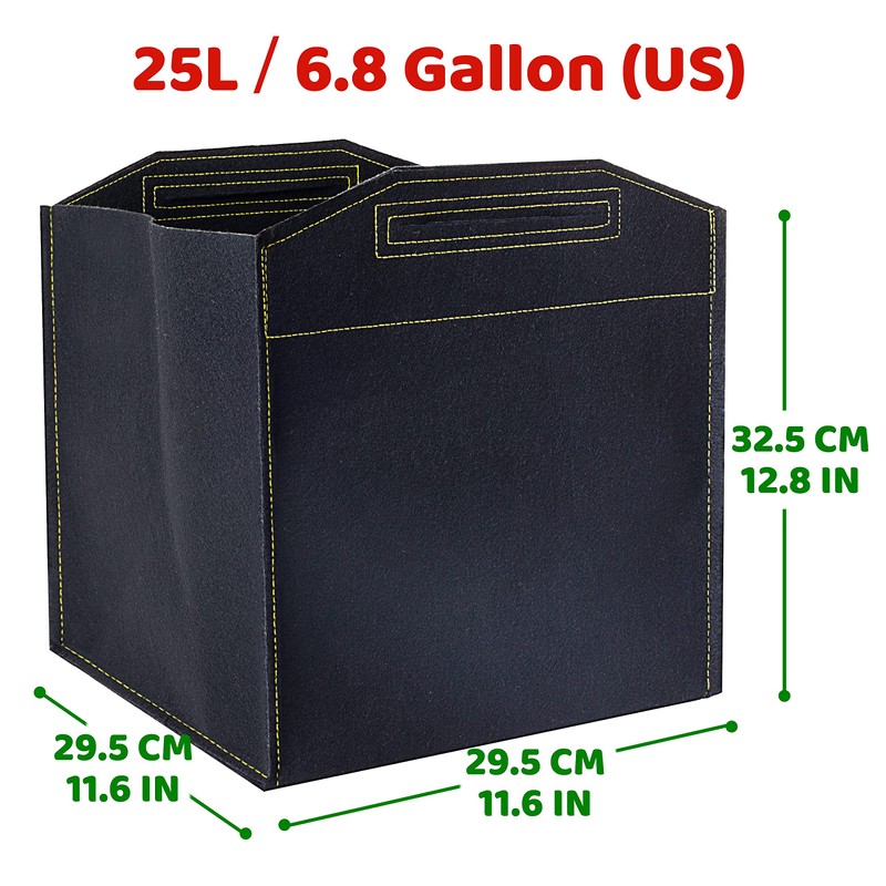 Growerz GrowPotz 25 Litre Square Grow Bags (Pack of 5)