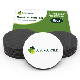COVERCORNER Non Slip Furniture Pads 8 PCS 4'' Round - Anti Slip Furniture Pads - Self Adhesive Rubber Feet Furniture Feet - Chair Leg Floor Protectors - Keep Furniture in Place