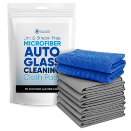 Claro Glass Towels Car Detailing 8-Pack – Streak Free Windshield Cleaner Cloth | Auto Glass Cleaner for Car Windows, Mirrors & Screens | Microfiber Car Cleaning Cloth for Detailing & Interior Use