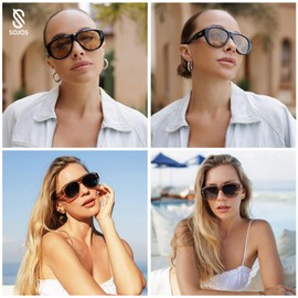 SOJOS Retro Oversized Polarized Aviator Sunglasses for Women Men Vintage 70s Style UV Protection Sunnies SJ2328, Black Frame/Orange Lens