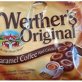 PACK OF 6 (SIX) coffee WERTHERS ORIGINAL CARAMEL COFFEE HARD CANDIES BY STORCK, MADE IN GERMANY YOU WILL RECEIVE 6 BAGS OF 2.65 OZ. (75g)