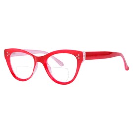 Eyekepper Bifocal Reading Glasses Women Stylish Bifocal Readers Clear Lens Oversize Cat-eye Style - Red +2.50
