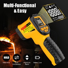 NJTY Infrared Thermometer Gun, -58℉ to 1472℉, High Precision, Non-Contact Laser Temperature Sensor with Backlit LCD, for Cooking, BBQ, Automotive, Industrial Use