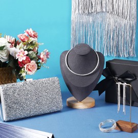 Tiamon 5 Pcs Rhinestone Jewelry Sets Shawls and Wraps Formal Clutch Purses for Women Evening Dresses Bridal Weddings(Noble)