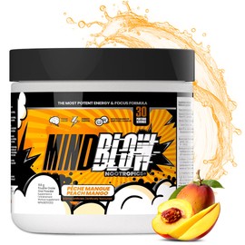 Mind Blow Energy Nootropic Brain Supplement for Energy, Focus, Mood & Motivation with Caffeine, L-Tyrosine & Alpha GPC for Students, Gamers, Hard workers & Busy Lifestyles-30 Servings (Peach Mango)