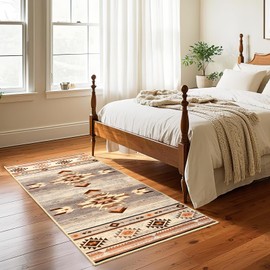 B BENRON Hallway Runner Rug 2 x 4, Non-Slip Western Runners for Bedroom Kitchen, Accent and Tribal Style Long Rugs Washable, Warm Beige