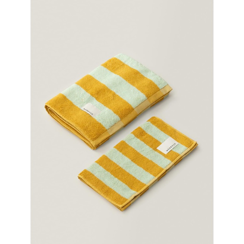 Autumn Citrus Striped Bath Towel,100% Combed Cotton,Soft Absorbent