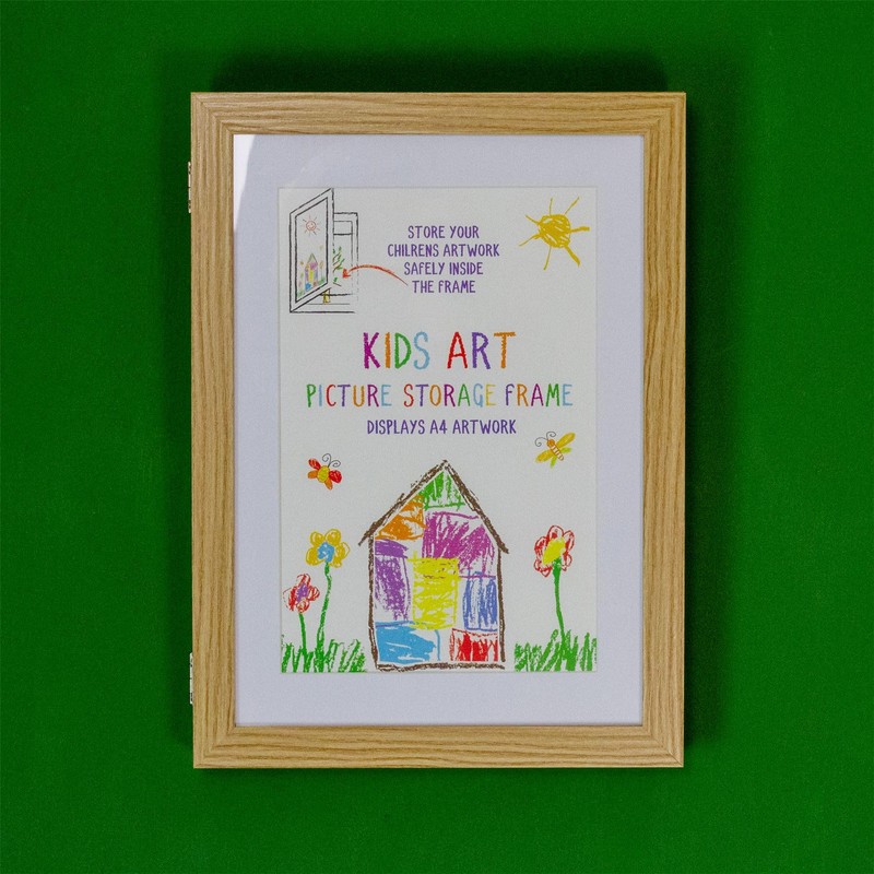 Carousel Home Kids Artwork Display Frame | Front-Opening A4 Storage