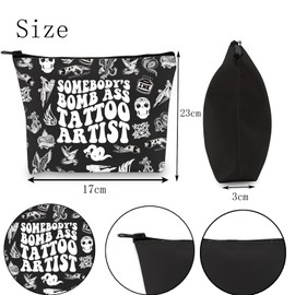 POFULL Somebody's Bomb Ass Tattoo Artist Cosmetic Bag Tattoo Lover Gift Tattooist Gift (Tattoo Artist black bag CA)