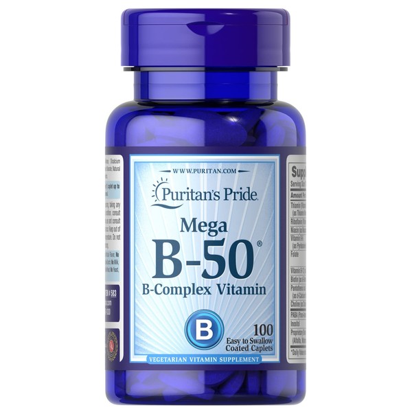 Puritan's Pride Vitamin B-50 Complex Caplets, 100 Count