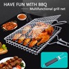 Holzsammlung Round Grill Basket BBQ Fish Roaster with Removable Wooden