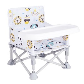 Portable Baby Booster Seat with Tray, Toddler Booster seat for Dining, Camping, Travel, Baby Chair Fold and Lightweight, 6 Months to 3 Years Old Indoor Outdoor Use CH2407