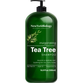 New York Biology Tea Tree Shampoo – Deep Cleanser – Relief for Dandruff and Dry Itchy Scalp – Therapeutic Grade - Helps Promote Hair Growth – 16.9 fl Oz