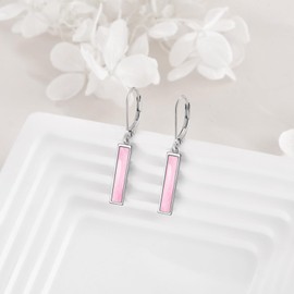 925 Sterling Silver Earrings with Rose Quartz - Elegant Stud Earrings for Women - Hypoallergenic, Mother's Day Gift Idea