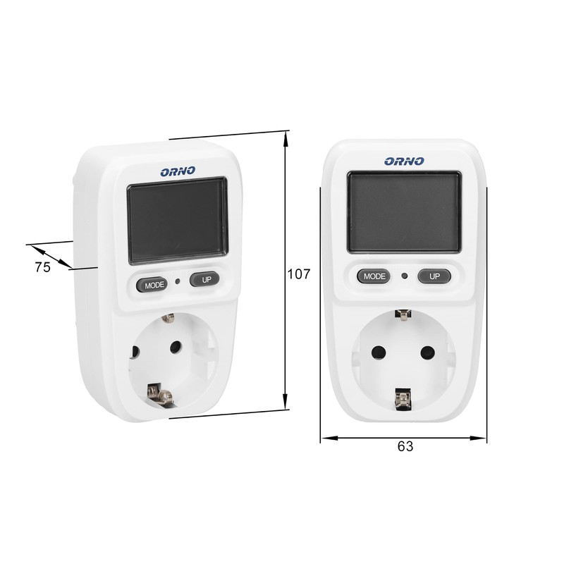 Orno WAT-419(GS) Electricity Meter for Socket, Energy Cost Meter with