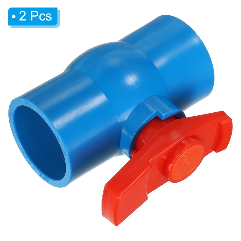 PATIKIL 50mm ID Ball Valve, Pack of 2, PVC Socket