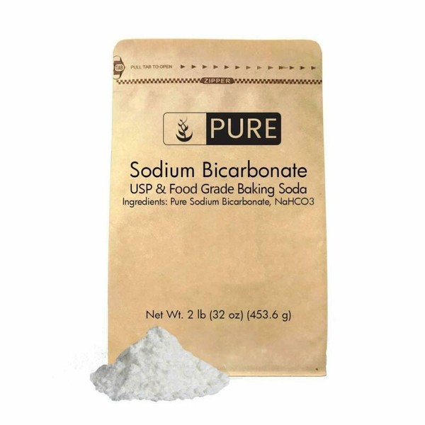 Sodium Bicarbonate, Baking Soda, By Pure Organic Ingredients, 2 Lb, Highest Puri