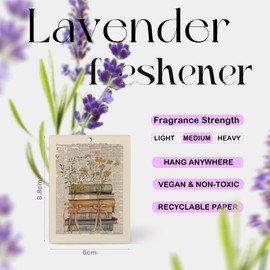 ZFQ Book Lover Librarian Car Air Freshener, Book Club Reading Room Nook Library Air Freshener Hanging 3 Pcs for Cars Closet Drawer or Books, Retro Floral Books Car Accessories Mirror Decor for Women