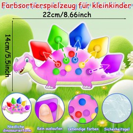 AXERHK Sensory toy, anti-stress toy, dinosaur colour sorting toy, fidget toys, children's sensory toys, travel toy