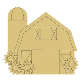 Barn Design by Lines Cutout Unfinished Wood Door Hanger Farm Country Home Decor MDF Shape Canvas Style 1 Art 2 (12")