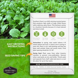 SURVIVAL GARDEN SEEDS Survival Garden Seeds - Southern Giant Mustard Greens Seed for Planting - Packet with Instructions to Grow Spicy Brassica Juncea Leaves in Your Home Vegetable Garden - Non-GMO Heirloom Seed Variety