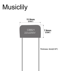 Musiclily Pro Small Sized Metallized Polypropylene MPP CBB21 Film Capacitor .022uf 22nF 5% 250V for Electric Guitar Bass