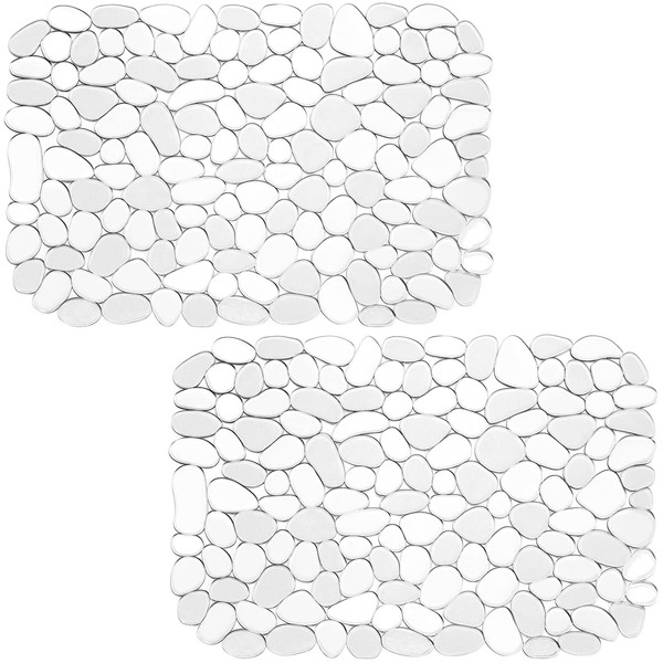 Coopay Kitchen Sink Mat Pebble Sink Mat PVC Eco-friendly Kitchen Adjustable Stainless steel/Porcelain Dish Drying Pad Sink Protector for Bottom of Kitchen Sink, 15.8 x 11.8 inches (2 Pack, Clear)