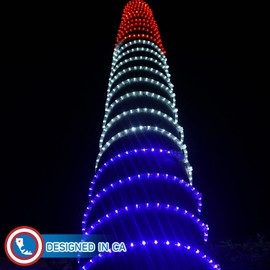 Russell Decor 30ft×3Pcs LED Rope Lights for Patriotic 4th of July Memorial Day Party Outdoor Trees Patio Deck Flexible Connectable Rope Lights (Blue+Red+White)